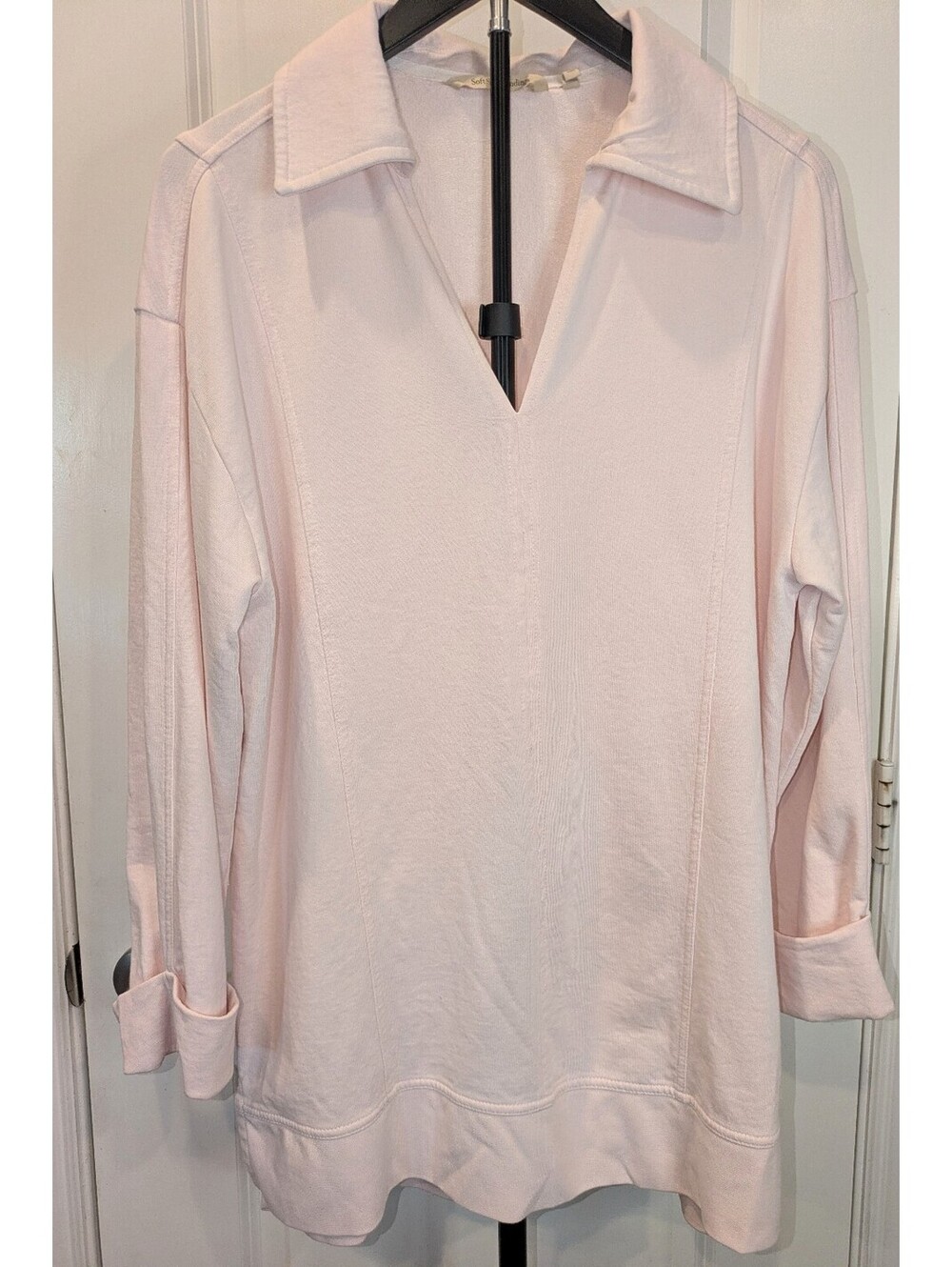 Soft Surroundings Blush Pink Collared Tunic Top M
